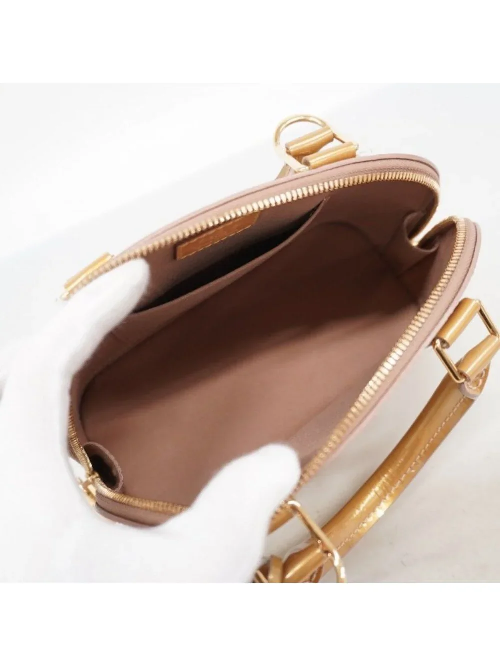 Louis Vuitton Handbag Vernis Alma BB Beige Poudre 2-Way